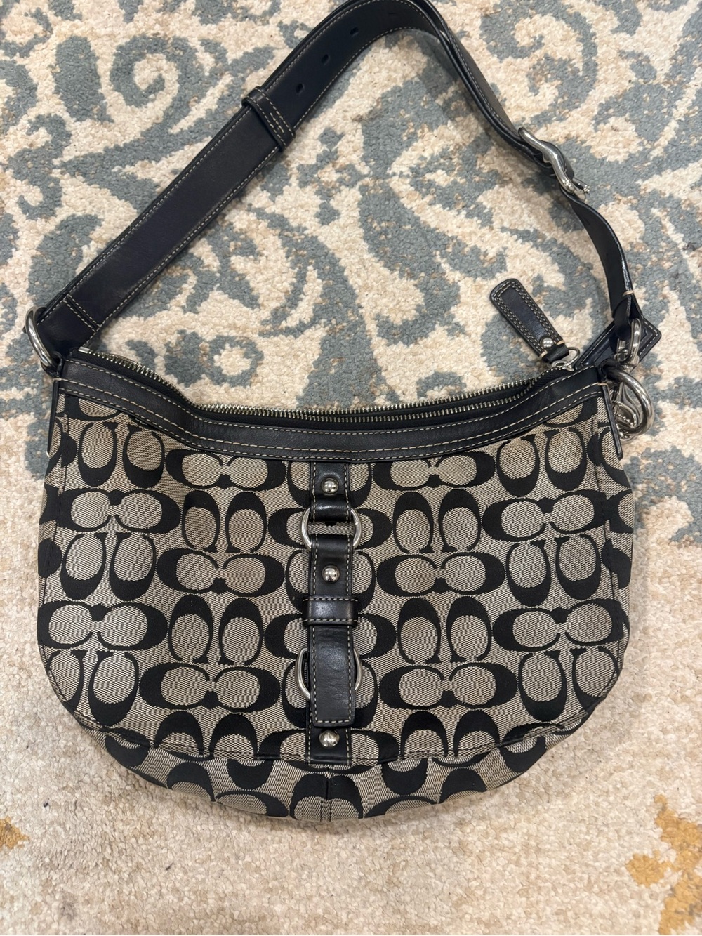 Coach Black Signature Canvas Shoulder Bag